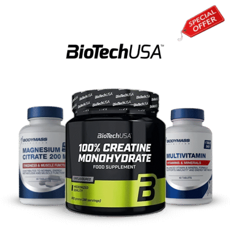 Creatine Monohydrate biotech 300g  +Multivitamine bodymass+ Magnesium citrate bodymass